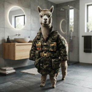 Tactical Alpaca Vest – Bathroom Edition